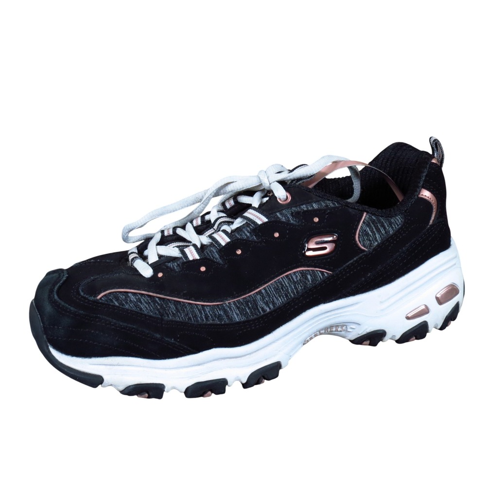 Skechers D'Lites Me Time Womens Fashion Sneaker Size 8.5 Walking Black Rose Gold